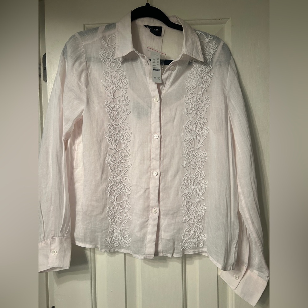 J.Crew Collection beaded button-up shirt in ramie - Picture 6 of 15
